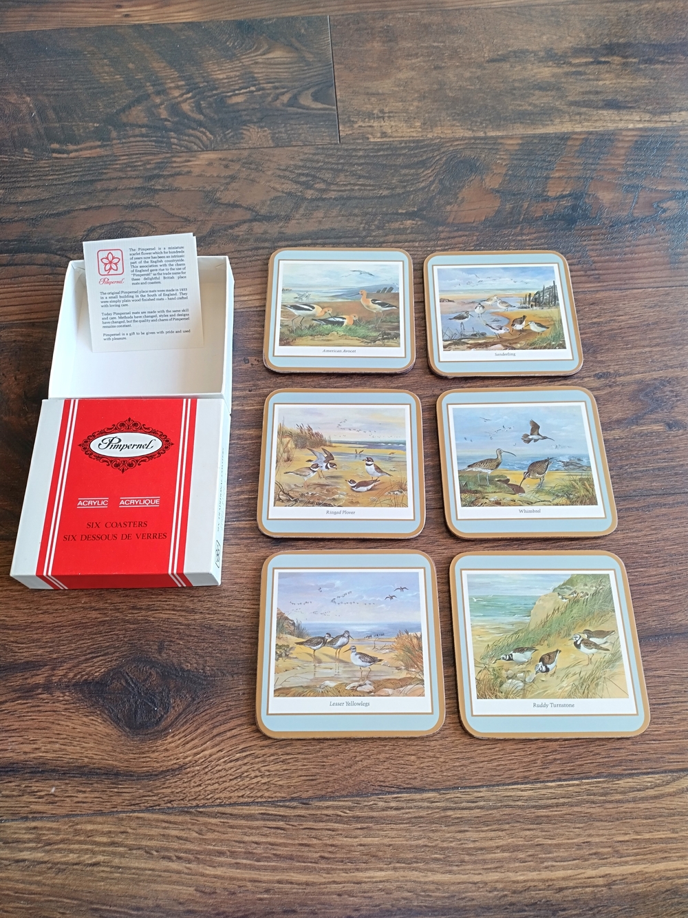 Vintage Set Of 6 Pimpernel "Shore Birds" Coasters W/ Box. England
